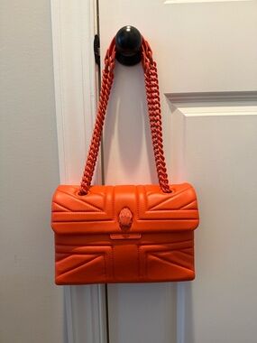 Kurt Geiger Orange Quilted Chain Strap Shoulder Bag